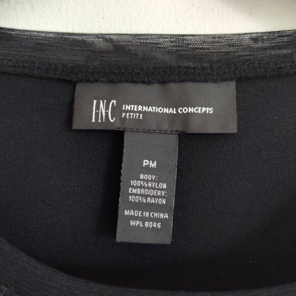 Ladies SZ PM Inc Black Embroidered Mesh Long-Sleeve Top - Picture 4 of 4